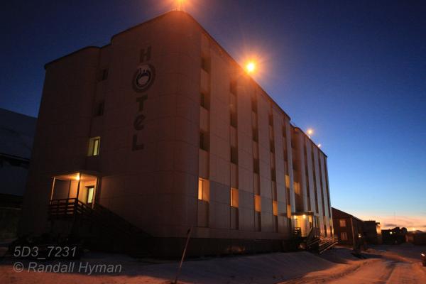 Exterior of state-run hotel in Barentsburg, Svalbard, Norway.