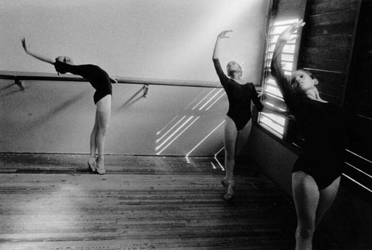 Ballet school students practice.