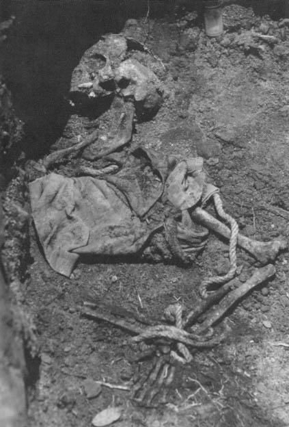 The body of a young boy was exhumed from a hidden, mass grave in Chontala. His remains show how his hands were tied behind his back with a rope that reached around his neck. He, like a dozen others, were shot in the back of the head, according to American forensic expert Dr. Clyde Snow.