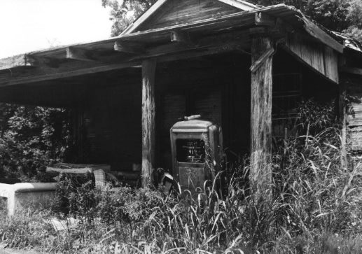 An abandoned filling station in Tunica County, Mississippi advertises the area's neglect.