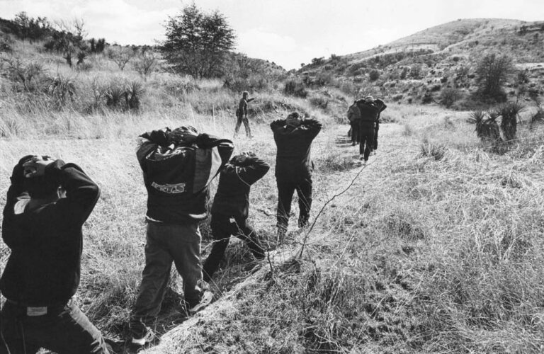 A group of illegal immigrants are caught trying to enter the U.S. through the hills around Nogales.