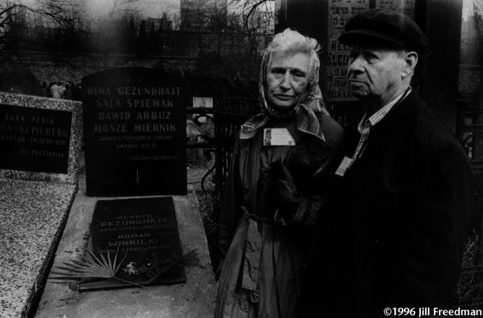 Rose and Isak Arbuz, from New York, stand in front of the Warsaw grave commemorating his brother, his brother's girlfriend and another couple who were part of the Warsaw ghetto uprising in 1943. Their skeletons were recovered from a basement and were buried together. The Jews fought from April 19 to May 16, longer than France and Poland fought against the Germans. There were only 220 insurgents against 2,090 Germans, Ukranians and Latvians. "All it was about, finally, was that we not just let them slaughter us when our turn came," wrote Marek Edelman, the last surviving leader of the uprising. "It was only a choice as to the manner of dying."