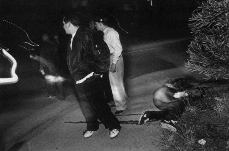 Seconds after a drive-by shooting in East Los Angeles, gang members still are not aware one of them has been hit by an automatic weapon and lies bleeding on the sidewalk.