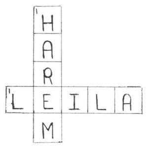 Here is a quick crossword puzzle to test your image of the Arab woman today: Number one across: the Arab woman best known to the West today whose name is often associated with trouble. Number one down: one of the best known Arabic words in the English language referring to that part of the house allotted to females and also referring to the wives, concubines, or other females occupying the woman's sector of the house. The Answers: Leila Harem (Khaled)