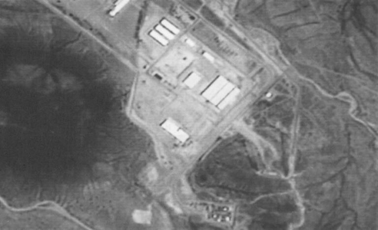 The Libyan pharmaceutical plant at Rabta, shown in this satellite photo, is believed by U.S. authorities to be producing chemical weapons. The plant was built in the 1980s with the help Of German exports and expertise. When discovered, the ensuing scandal tightened German shipments of war chemicals. The plants continuation shows the ease with which chemical arsenals can be assembled through ordinary commerce. Western diplomats say a second chemical weapons production plant is in the works in the southern Libyan desert near Sabha. Photo ©1991 CNES. Provided by Spot Image Corporation