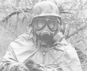 The new M40 gas mask has a filter canister that can be used on either side, to accommodate left and right-handed soldiers when firing a weapon. Photo Courtesy Of The Department Of The Army.