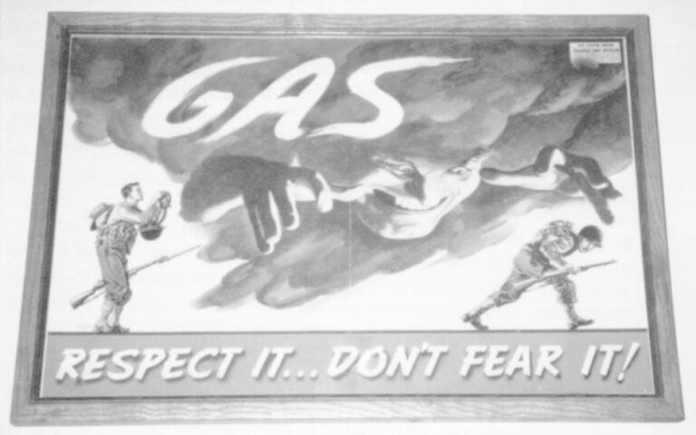 An Army training poster on gas warfare. Photo by APF Fellow James Borg