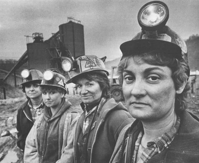 Chellene Koon, 26, and her fellow workers have just completed the night shift at Blacksville #1 Coal Mine near Rivesville, West Virginia.