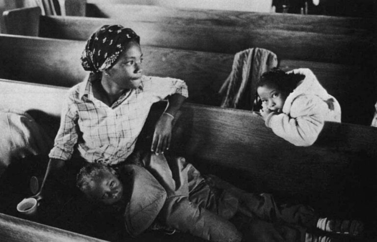 40 to 100 people sleep each night in the pews and on the floors of the Bible Tabernacle Church in Venice, California. One woman told me, "It affects the children more than anything. Sleeping on the floor breaks you down, you start getting sick."
