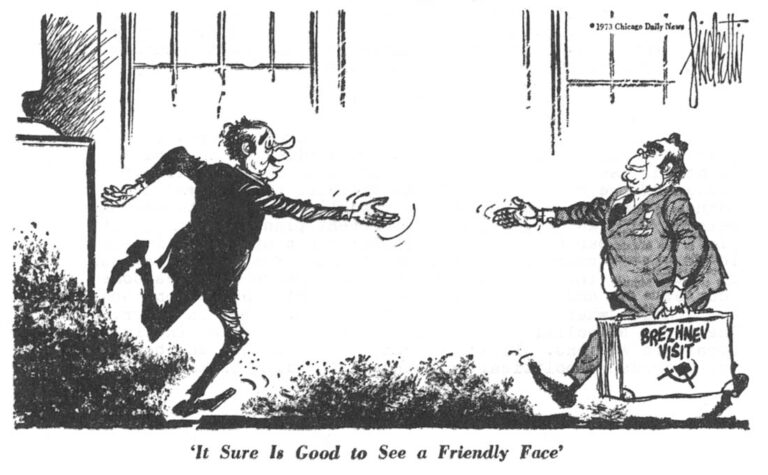 Political Cartoon 'It Sure Is Good to See a Friendly Face'