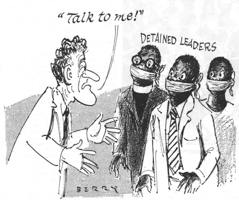 political cartoon from South African paper