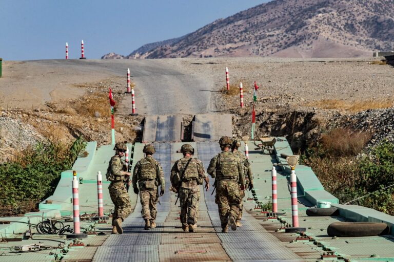 U.S. soldiers patrol the Semalka border crossing between Iraqi Kurdistan and northeastern Syria. Getty Images