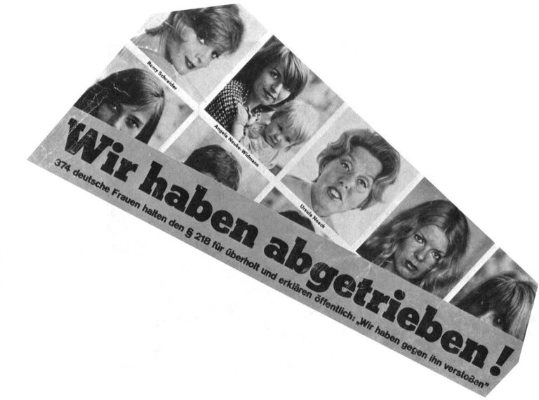Part of front-page of Stern magazine, June 3, 1971, banner reads: "We had abortions! 374 German women regard Paragraph 218 as passé and declare publicly 'We violated the law.'"