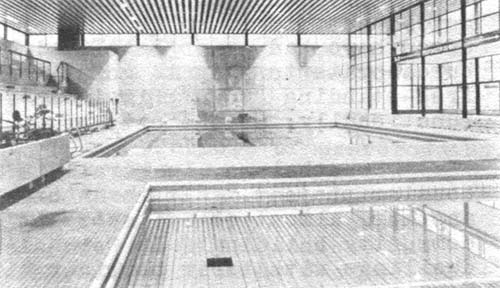 Inside of two-pool natatorium.
