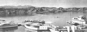 A marina on Lake Havasu with mountains in the background. (McCulloch photo)