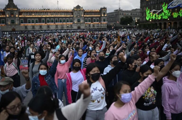 A demonstration on Sept. 26, 2022 in Zocalo Square in Mexico City to mark the eighth anniversary of the disappearance of 43 students of a teaching training school. | Getty Images