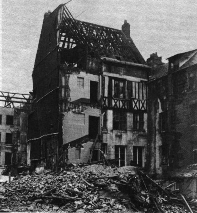 The last block of old buildings on the river-front is being demolished. Progress, no doubt, but what is visibly Rouen, not just any river town, is diminished.