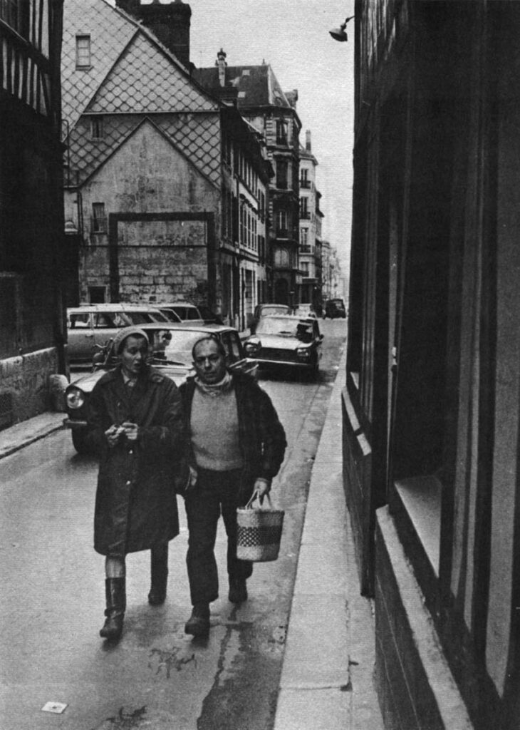 This is a typical enough Rouen street scene. There is no sidewalk, and there is no restriction on the use of cars. Pedestrians and drivers are discourteous to each other here, and it gradually becomes less and less pleasant to be a pedestrian. Yet the whole distinctive downtown section of Rouen is on a scale suitable only for the pedestrian. As a drive-in shopping center, it is clearly unsatisfactory. That is why the old downtown is gradually being nibbled away.