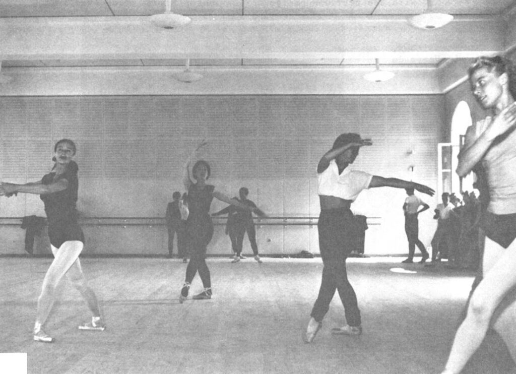 In the rehearsal room of the ballet’s school