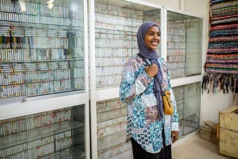 Hafsa Omer posing at the Hargeysa Cultural center in Hargeysa, Somaliland. (Mustafa Saeed/Noema Magazine)